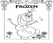 Coloriage olaf avec logo frozen de disney