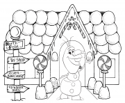 Coloriage Olaf Noel Frozen Maison