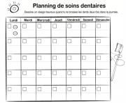 Coloriage calendrier planning soins dentaires dents dentiste