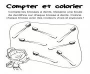 Coloriage compter les brosses à dents