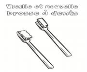 Coloriage vieille et nouvelle brosse à dents