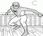 Coloriage spiderman a la plage au bord de leau