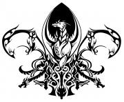 Coloriage fleur de lis forme de dragon