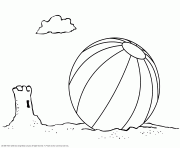 Coloriage ballon de plage sur le sable vacance ete