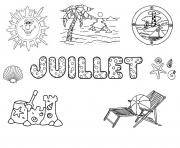 Coloriage juillet bonnes vacances ete