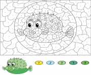 Coloriage cartoon pufferfish magique