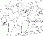 Coloriage un singe dans la foret