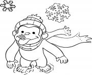 Coloriage singe facile sur la neige