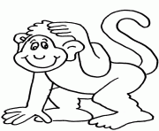 Coloriage un singe qui se gratte la tete