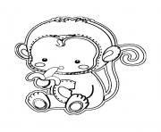 Coloriage bebe singe qui mange une banane