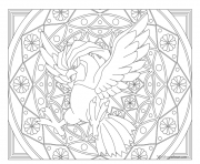 Coloriage pokemon mandala adulte Pidgeotto