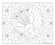 Coloriage pokemon mandala adulte Butterfree