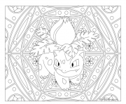 Coloriage pokemon mandala adulte Ivysaur