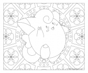 Coloriage Adulte Pokemon Mandala Clefairy