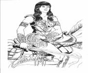 Coloriage xena avec un epe