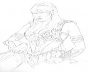 Coloriage xena sur un cheval