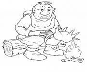 Coloriage ogre se prepare a manger