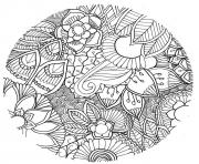 Coloriage mandala fleurs vegetales foret adulte