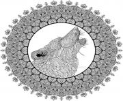 Coloriage mandala loup difficile complexe adulte