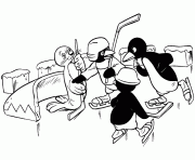 Coloriage pingu joue au hockey