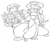 Coloriage Aladdin et Jasmin