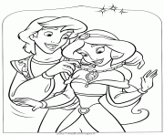 Coloriage Aladdin et Princesse Jasmine