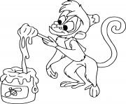 Coloriage Abu le singe de Aladdin aime le miel