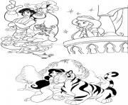 Coloriage Jasmine pense a Aladdin