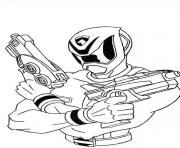 Coloriage power rangers avec fusils pret combat