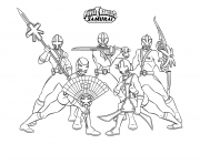 Coloriage samurai power rangers equipe