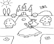 Coloriage princesse cherche son chateau