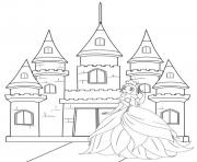 Coloriage barbie devant son chateau