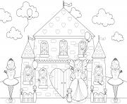 Coloriage chateau princesses toute la famille de princesse