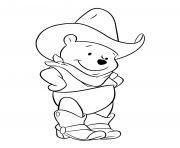 Coloriage winnie de pooh ourson en mode cowboy