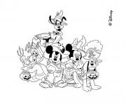 Coloriage pluto donald dingo mickey et minie deguises pour halloween