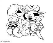 Coloriage mickey et son lampion en citrouille halloween disney