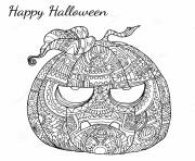 Coloriage halloween adulte zen citrouille