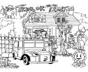 Coloriage paysage pour halloween adulte