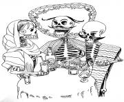 Coloriage halloween adulte tatouage squelettes