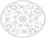 Coloriage halloween mandala facile citrouille simple