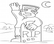 Coloriage cute frankenstein rip halloween