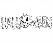 Coloriage halloween texte avec citrouille