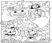 Coloriage halloween facile chat citrouille