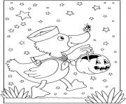 Coloriage halloween facile canard avec une citrouille