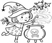 Coloriage halloween fille petite sorciere