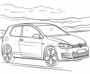 Coloriage Voiture volkswagen golf gti