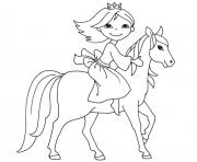 Coloriage princesse sur son cheval