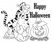 Coloriage joyeuse halloween disney tigrou et winnie the pooh