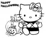 Coloriage joyeuse halloween hello kitty