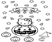 Coloriage hello kitty halloween citrouilles